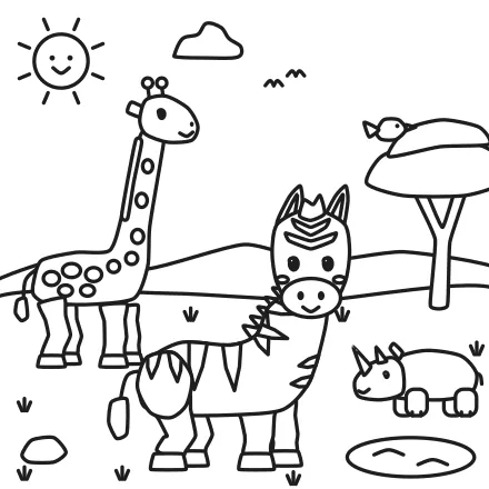 Omaľovánka Zebra na savane