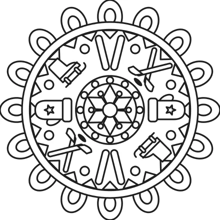 Omaľovánka Zimná športová mandala