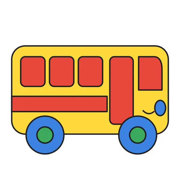 Autobus vyfarbená podľa čísel – ukážka hotového obrázka