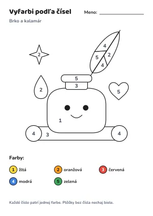 Brko a kalamár – vyfarbi podľa čísel – list na vytlačenie