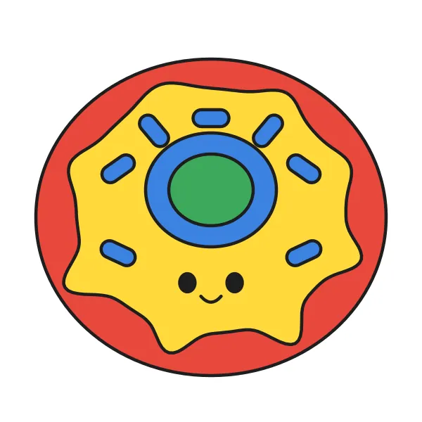 Donut s posýpkou vyfarbená podľa čísel – ukážka hotového obrázka