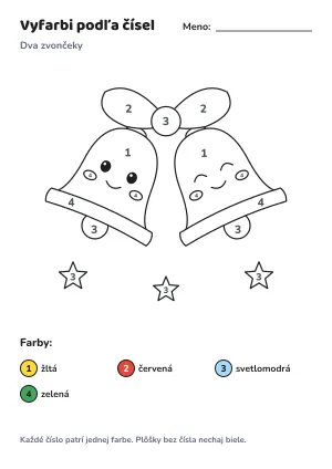 Dva zvončeky – vyfarbi podľa čísel – list na vytlačenie