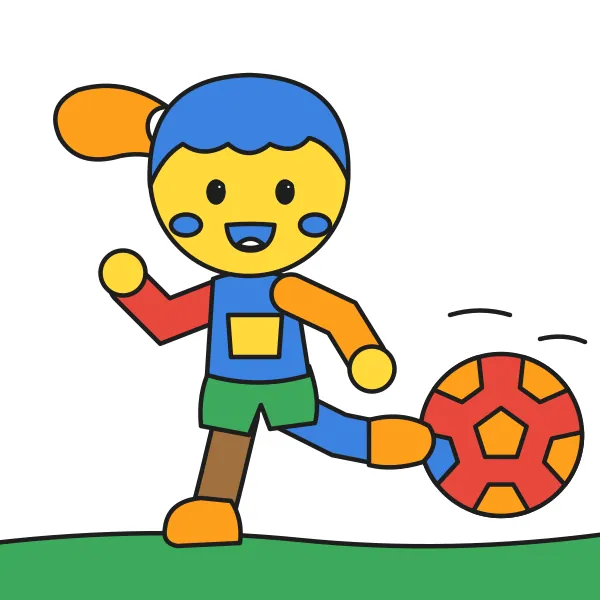 Futbalistka kope loptu vyfarbená podľa čísel – ukážka hotového obrázka