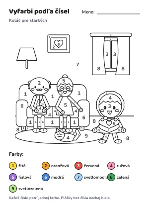 Koláč pre starkých – vyfarbi podľa čísel – list na vytlačenie