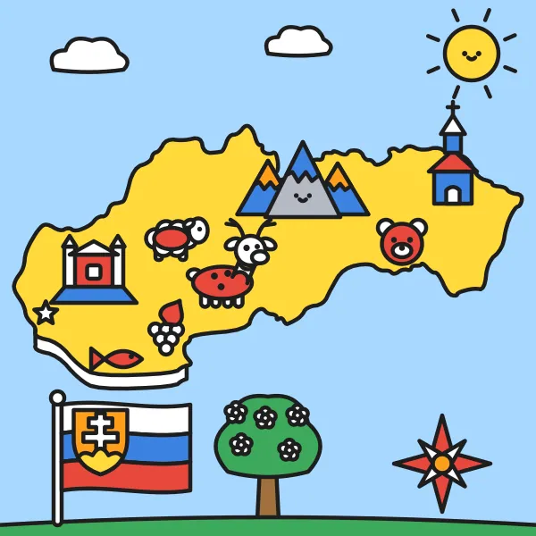 Mapa Slovenska vyfarbená podľa čísel – ukážka hotového obrázka