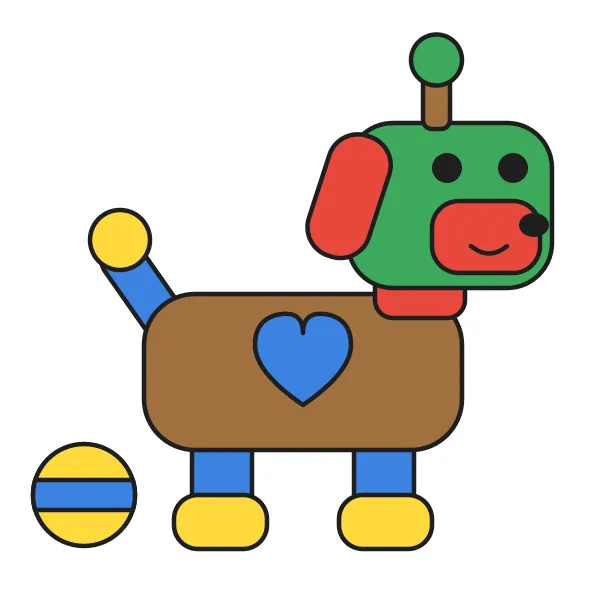 Robotí psík vyfarbená podľa čísel – ukážka hotového obrázka