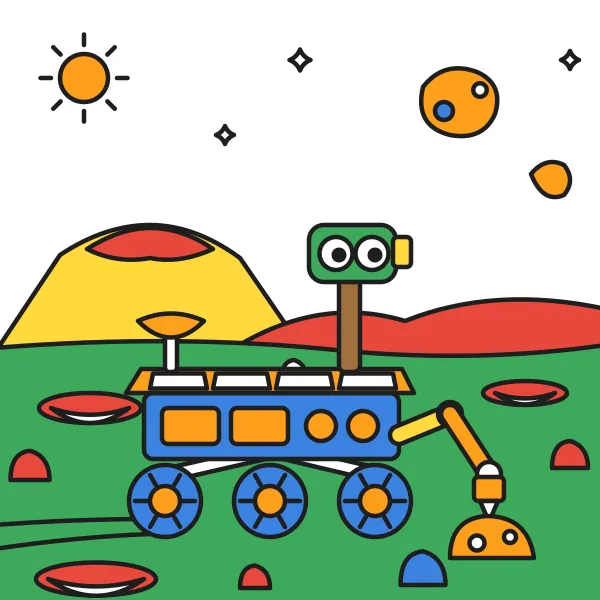 Rover na Marse vyfarbená podľa čísel – ukážka hotového obrázka