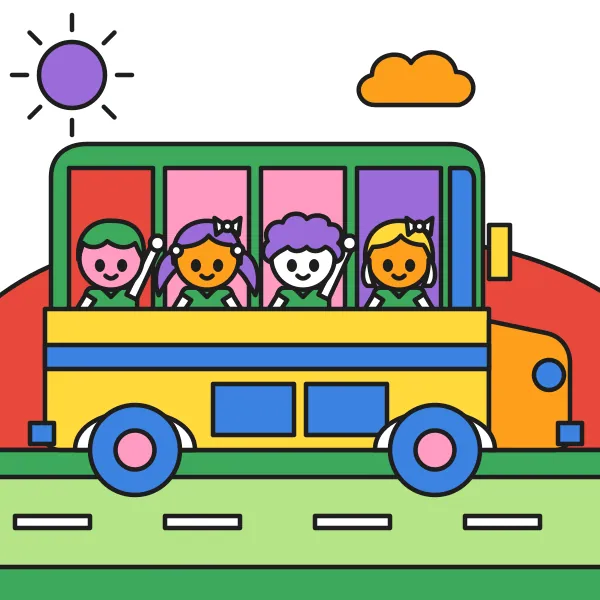 Školský autobus vyfarbená podľa čísel – ukážka hotového obrázka