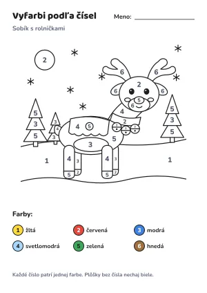 Sobík s rolničkami – vyfarbi podľa čísel – list na vytlačenie