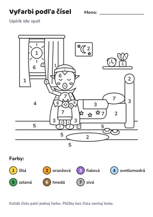 Upírik ide spať – vyfarbi podľa čísel – list na vytlačenie
