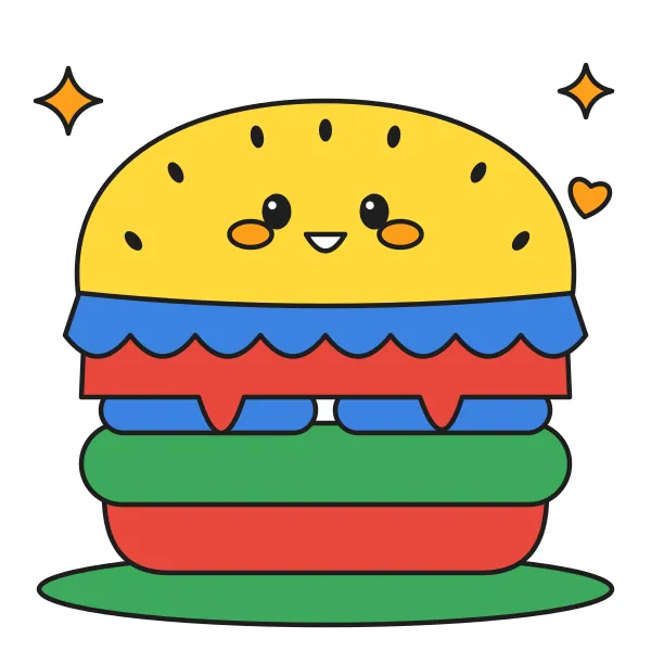 Usmiaty hamburger vyfarbená podľa čísel – ukážka hotového obrázka