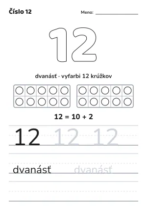 Pracovný list: číslo 12 – pracovný list na vytlačenie