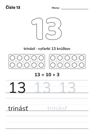 Pracovný list: číslo 13 – pracovný list na vytlačenie