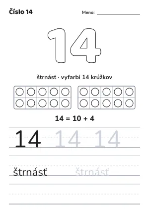 Pracovný list: číslo 14 – pracovný list na vytlačenie