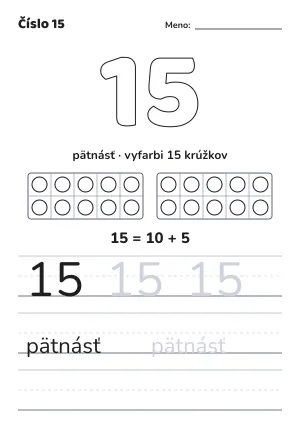 Pracovný list: číslo 15 – pracovný list na vytlačenie