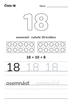 Pracovný list: číslo 18 – pracovný list na vytlačenie