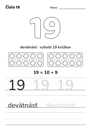 Pracovný list: číslo 19 – pracovný list na vytlačenie