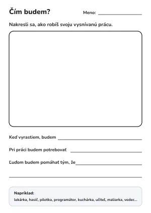 Čím budem, keď vyrastiem? Pracovný list o povolaniach – pracovný list na vytlačenie